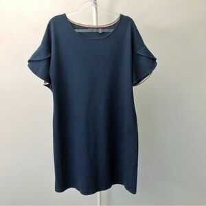 AMARYLLIS Navy Oversized Relaxed Fit Scoop Neck Tunic Midi Dress. Medium
